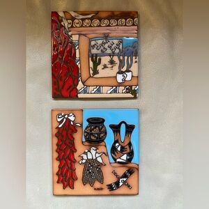 Earthstone Art Tile Trivet, Chilli Wedding & Mi Casa Su Casa Pottery 1995
